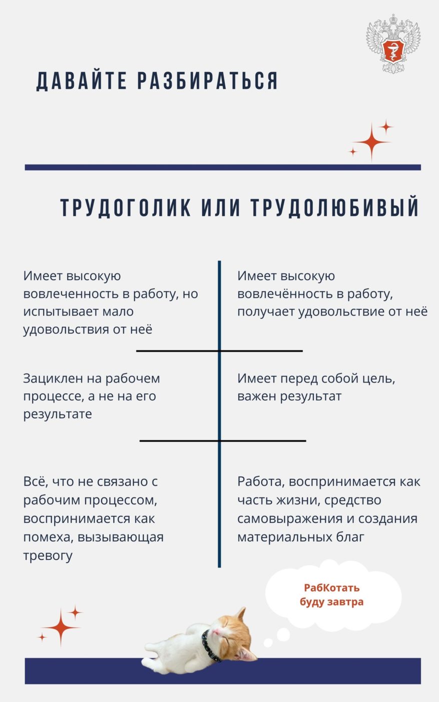 Минздрав: чем трудоголизм отличается от трудолюбия | 23.11.2023 | Балаково  - БезФормата